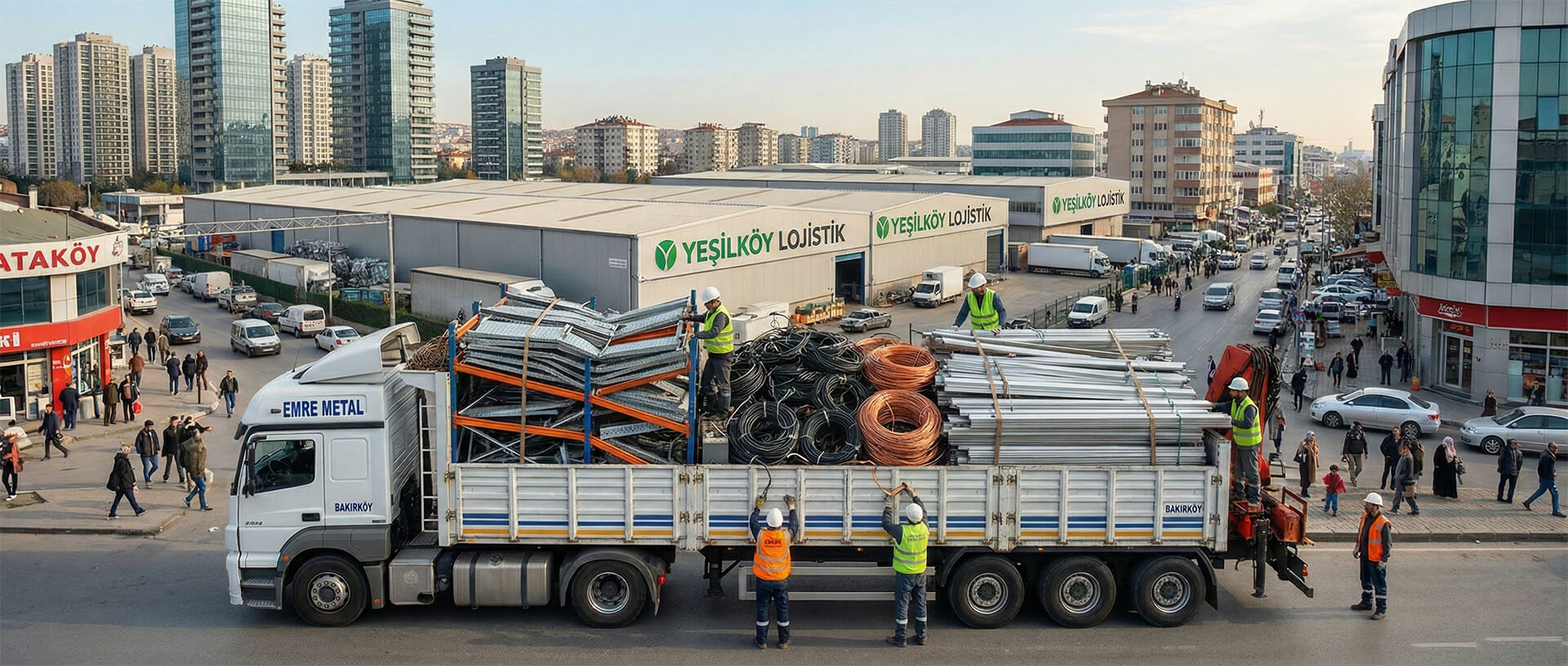 Bakırköy Ataköy ve Yeşilköy lojistik bölgesinde depo ve site hurdası alan Hurda Demir Bakır aracı.