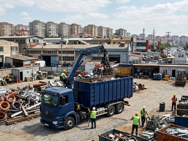 Bahçelievler Yenibosna Doğu Sanayi sitesinde imalat hurdası ve Şirinevler bölgesinde bakır alan Hurda Demir Bakır vinçli aracı.
